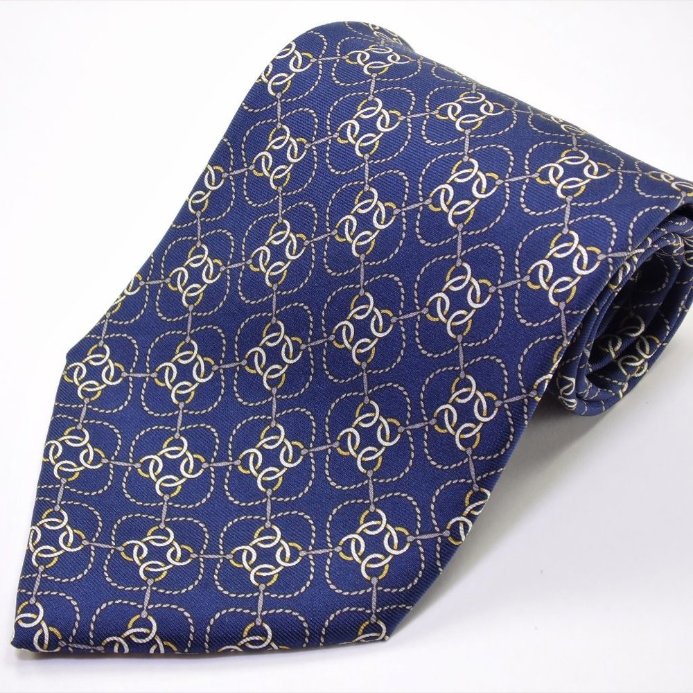 Sterling & Hunt Blue & Gold Geometric Silk Tie